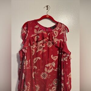 Diane Gilman DG2 vibrant floral print long slit sleeves with wide shoulder strap